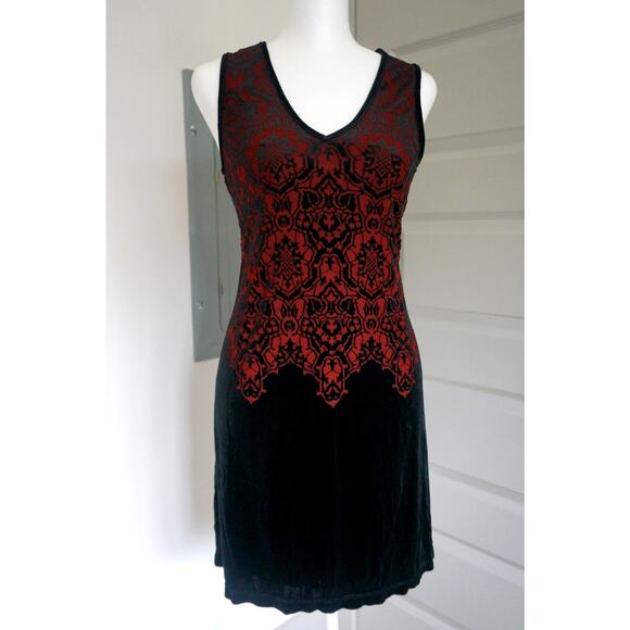 Vtg Velvet Dress Unique Pattern Unbranded - Picture 1 of 8